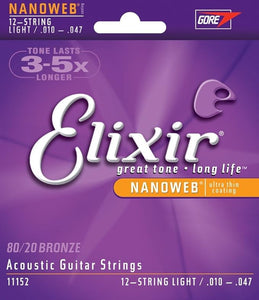 Elixir 11152 Acoustic 80/20 Bronze With Nanoweb Coating 12 String Light (010-047)