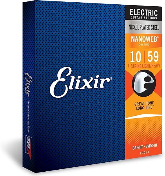 Elixir 12074 electric Nickel Plated Steel With Nanoweb Coating 7 String Light Heavy(010-059)