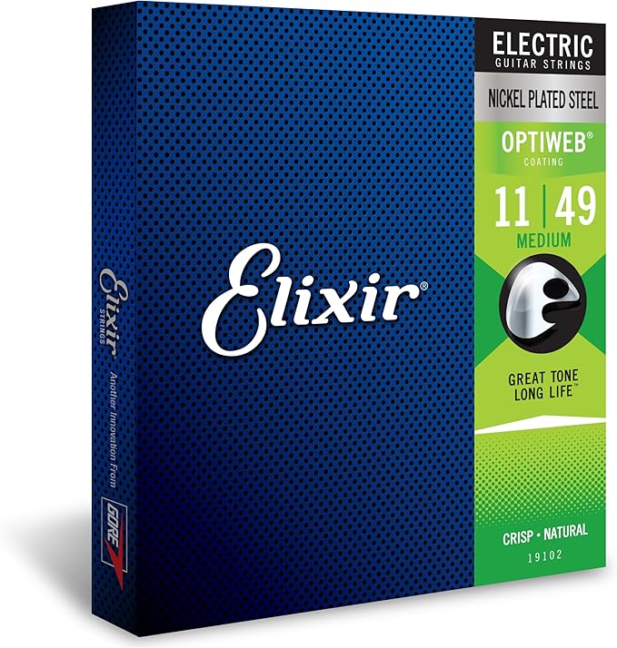 Elixir 19102 Electric Nickel Plated Steel With Optiweb Coating Medium (011-049)