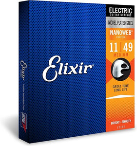 Elixir 12102 Electric Nickel Plated Steel With Nanoweb Coating Medium (011-049)