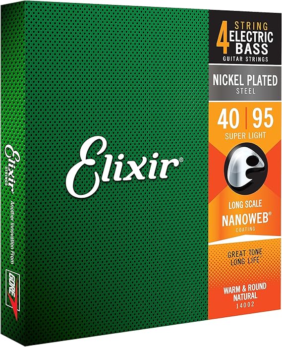 Elixir 14002 Electric Bass Nickel Plated Steel With Nanoweb Coating 4 String Super Light
