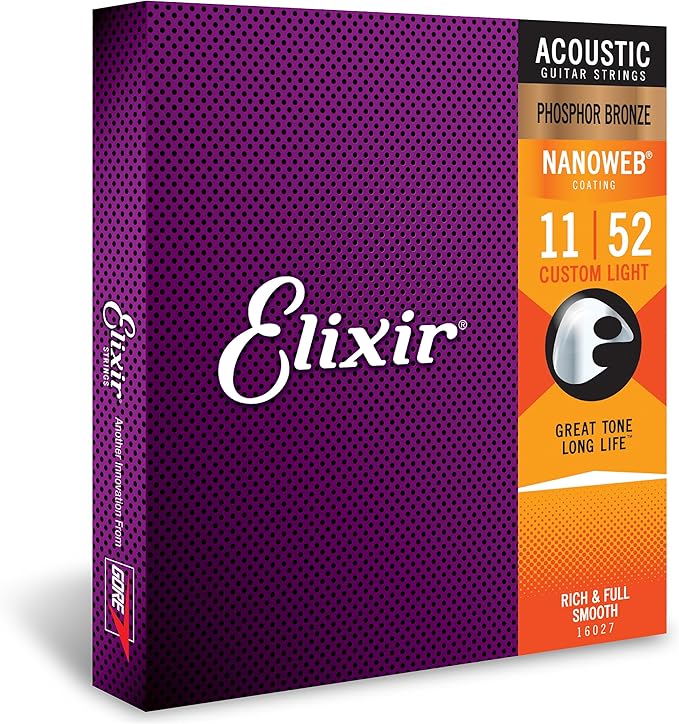 Elixir 16027 Acoustic Phosphor Bronze With Nanoweb Coating Custom Light (011-052)