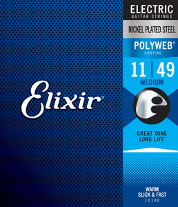 Elixir 12100 Electric Nickel Plated Steel With Polyweb Coating Medium (011-049)