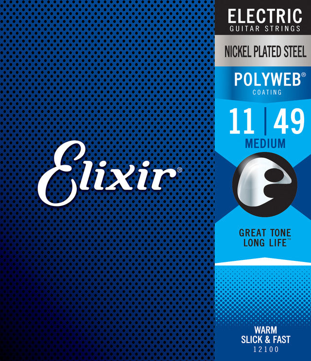 Elixir 12100 Electric Nickel Plated Steel With Polyweb Coating Medium (011-049)
