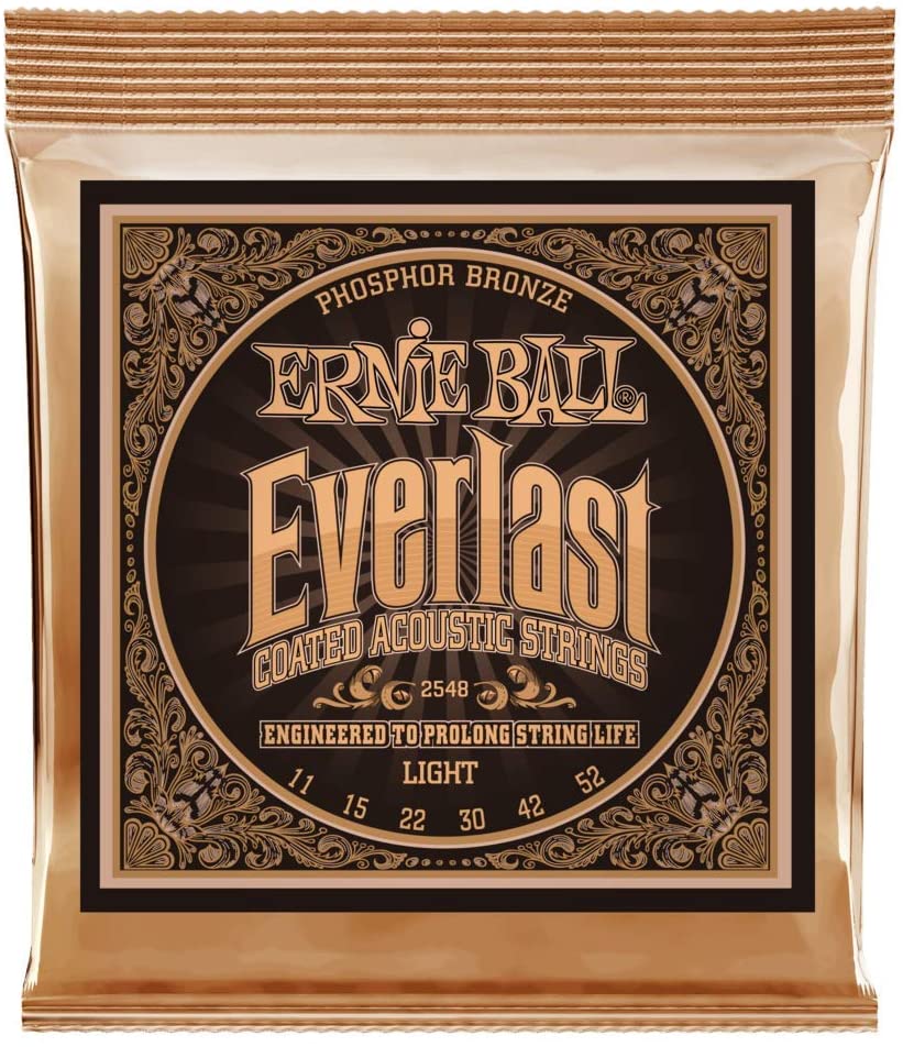 Ernie Ball 2548 Everlast Light Coated Phosphor Bronze Acoustic Guitar Strings  Set  11-52