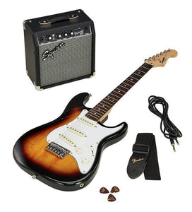 Squier Stratocaster Electric Guitar and Amplifier Package GB 10G BSB