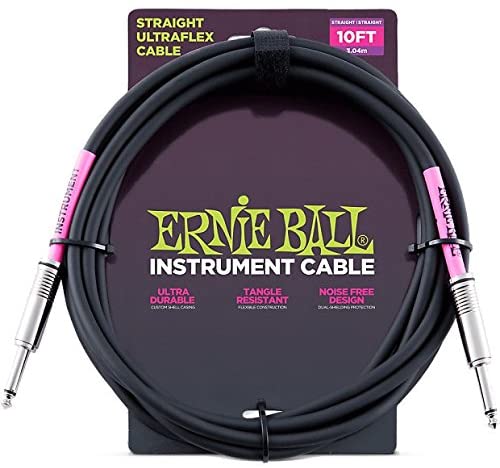Ernie Ball Instrument Cable Straight/Straight Black Jacket P06048 10FT (3.04m)