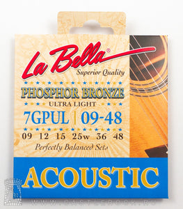 La Bella 7GPUL Phosphor Bronze Acoustic Guitar Ultra Light 9-48