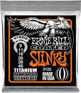 Ernie Ball 3122 Coated Titanium Hybrid Slinky Electric Guitar Strings Set 9-46