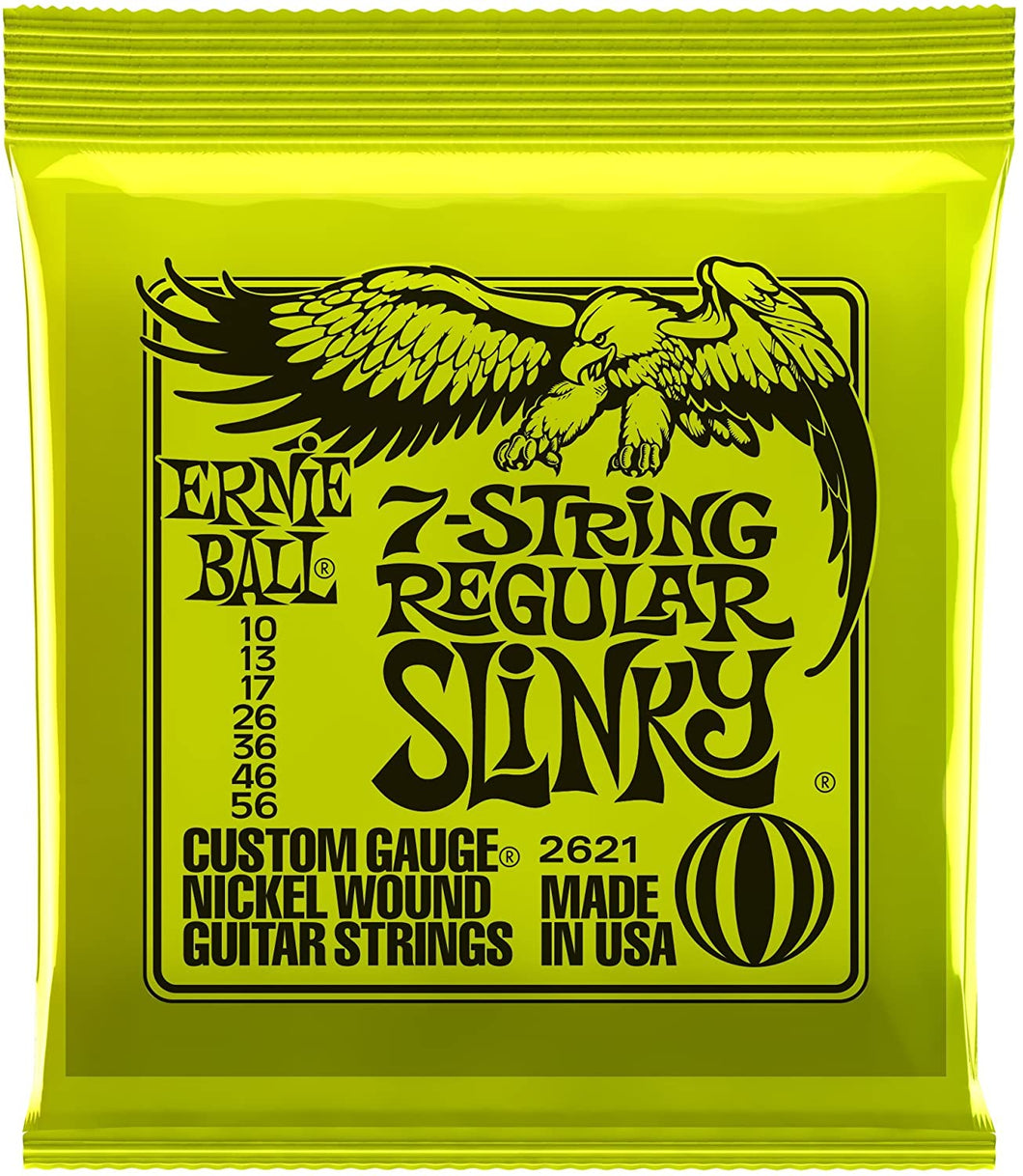Ernie Ball 2621 7-String Regular Slinky Nickel Wound  Electric Guitar Set, .010 - .056