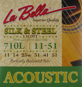 La Bella Acoustic Guitar Set Silk & Steel Light, .011 - .051, 710L